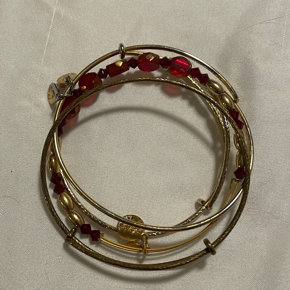 Alex and ani red and gold bangle bracelet